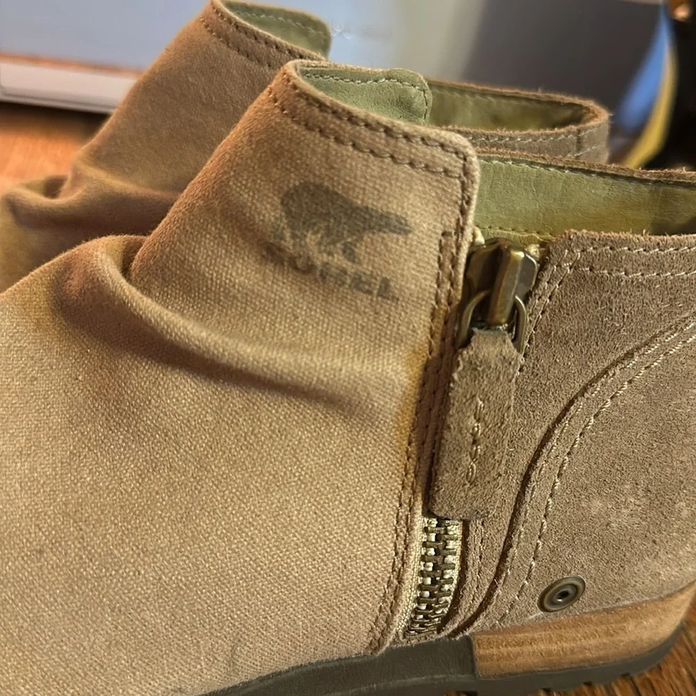 Sorel Women's Major Low Cut Chukka Boots 7.5 Beige Canvas Zip Booties NL2162-265